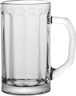 Vikko 13.5 Ounce Beer Mug | Thick and Heavy Glass Beer Steins â€“ Heavy Base Prevents Tipping â€“ Dishwasher Safe â€“ Set of 12 Clear Glass Beer Mugs â€“ 3.2 Inch x 5.8