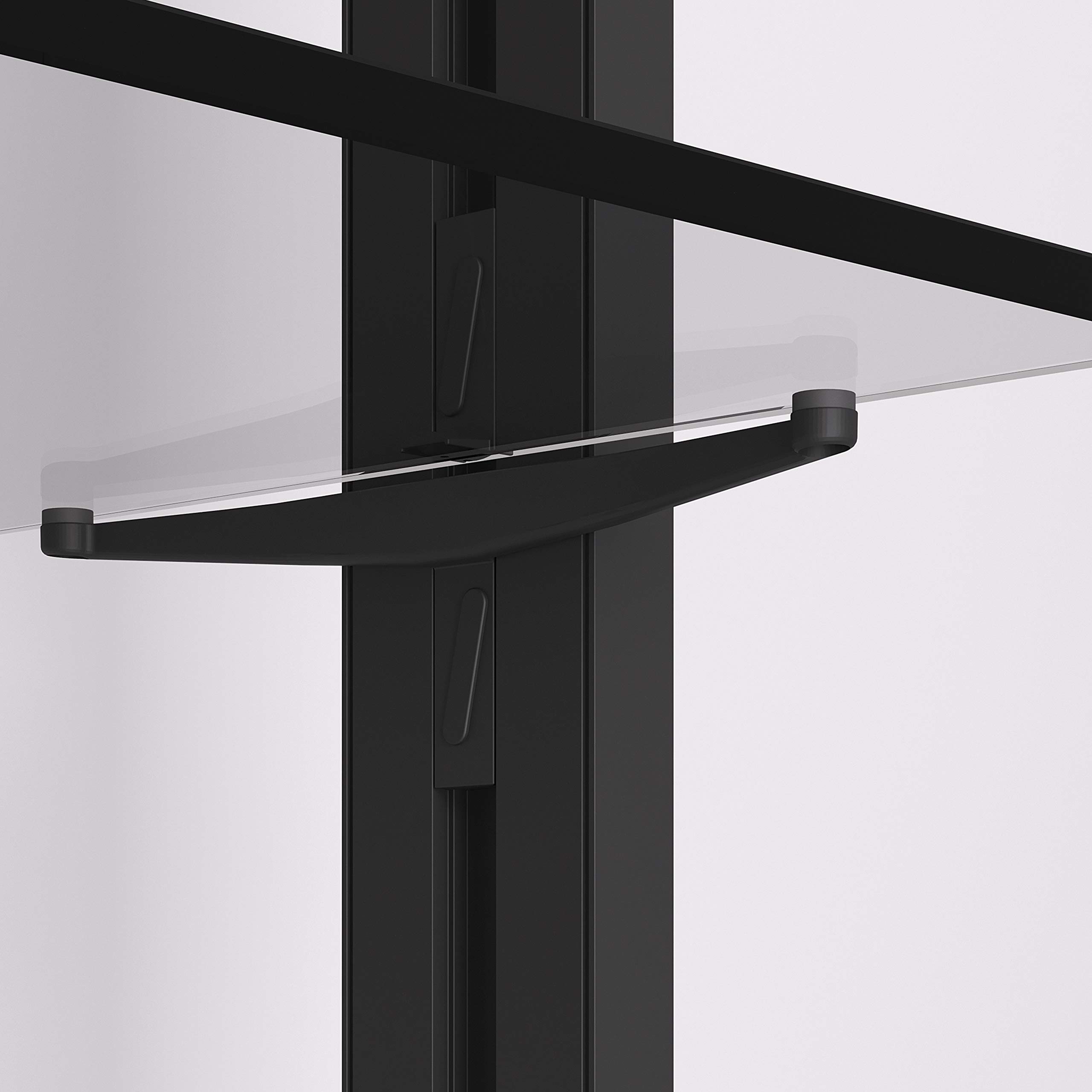 EMUCA - Juego de Soportes para estantes de Cristal, tableros no incluidos, Zamak, Negro Texturizado, 5 Juegos
