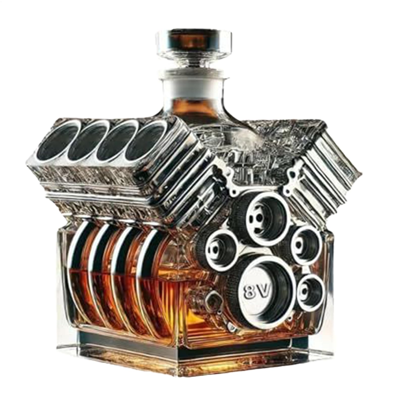 Whisky Dekanter V8 Motor Design - Likörhalter Für Bourbon Brandy Geschenk