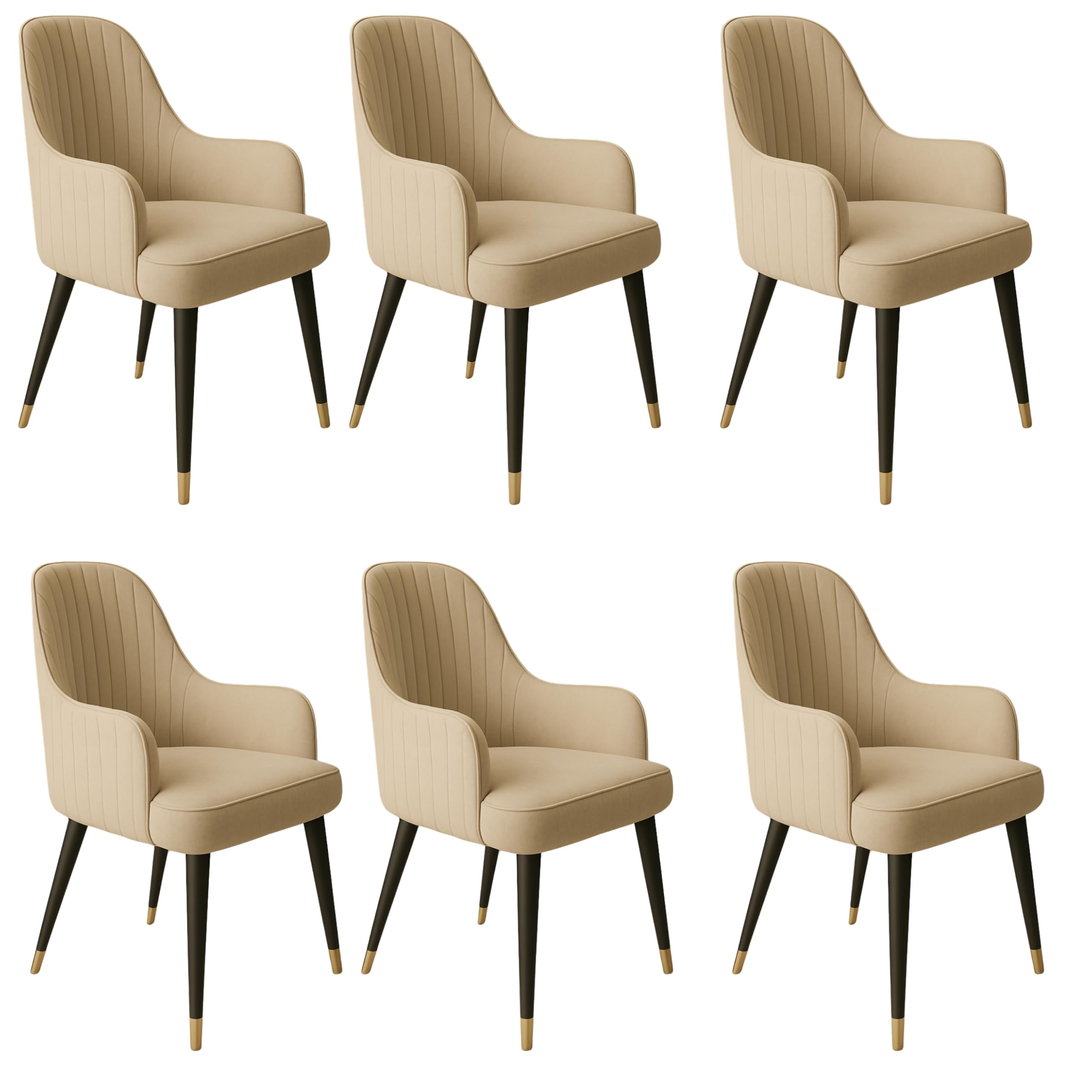 The Homeartz Modern Velvet Dining Chair | Accent Chair for Living Room, Bedroom, Study, Cafe & Restaurant | Wooden Frame & Legs | Upholstered Seat | 1-Year Warranty (Beige Pack of 6)-image-11