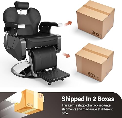 Miniatura 9 de OmySalon Silla de peluquería reclinable, silla de salón para estilista resistente, asiento ancho giratorio de 360 grados, silla multiusos para