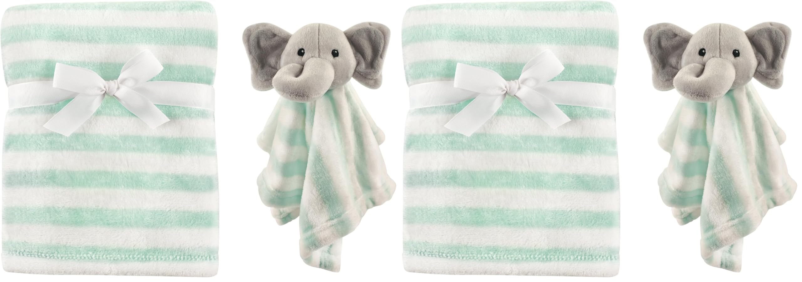 Hudson Baby Unisex Baby Plush Blanket with Security Blanket, Gray Elephant, One Size (Pack of 2)