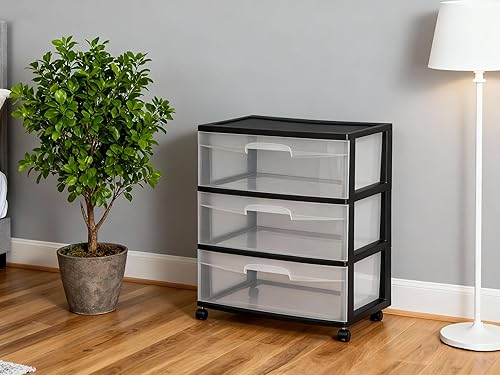 Miniatura 6 de Carrito ancho con 3 cajones, color negro