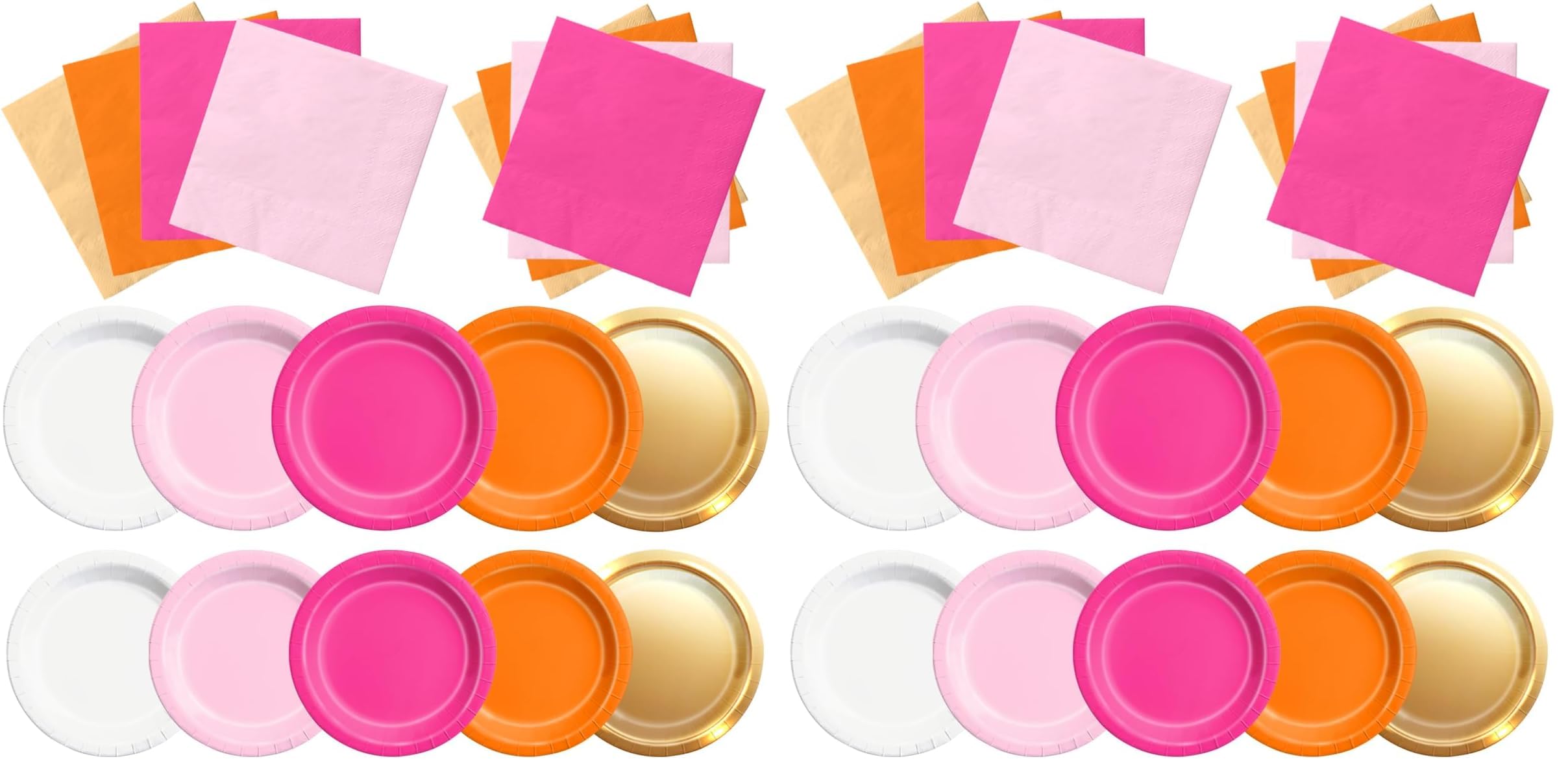 CMUSKO Pink and Orange Party Decorations - 60Pcs Sunset Tropical Plates and Napkins Pink Pumpkin Halloween Tableware for Birthday,Baby Shower, Bachelorette Party (Pack of 2)