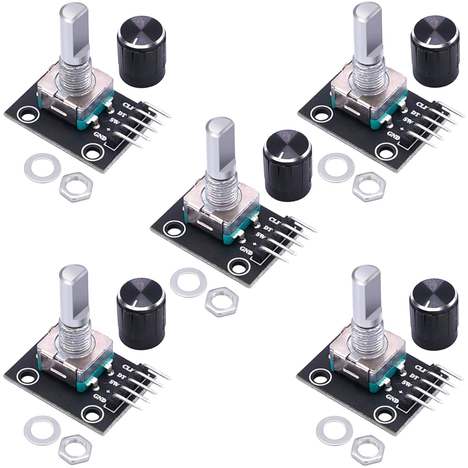 Lot De 5 Modules Encodeurs Rotatifs CLISPEED Avec Bouton - Capteur Rotation Infinie Avec Reset - Dimensions 3x3x2 Cm