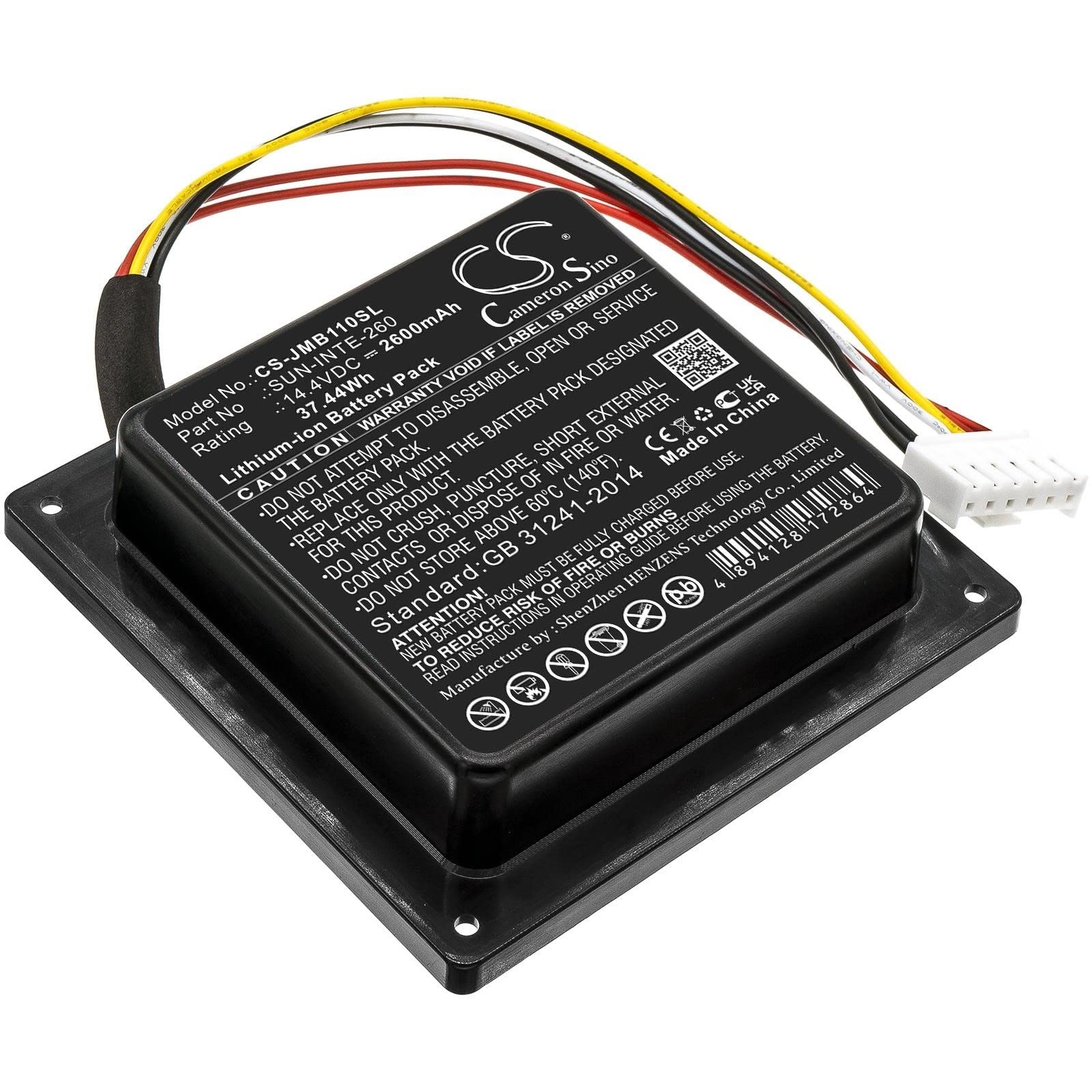 Battery Replacement for Speaker Fit Model PartyBox 100 Part Number SUN-INTE-260 2600mAh / 37.44Wh 14.4v Li-ion 106.00 x 104.50 x 26.50mm Black