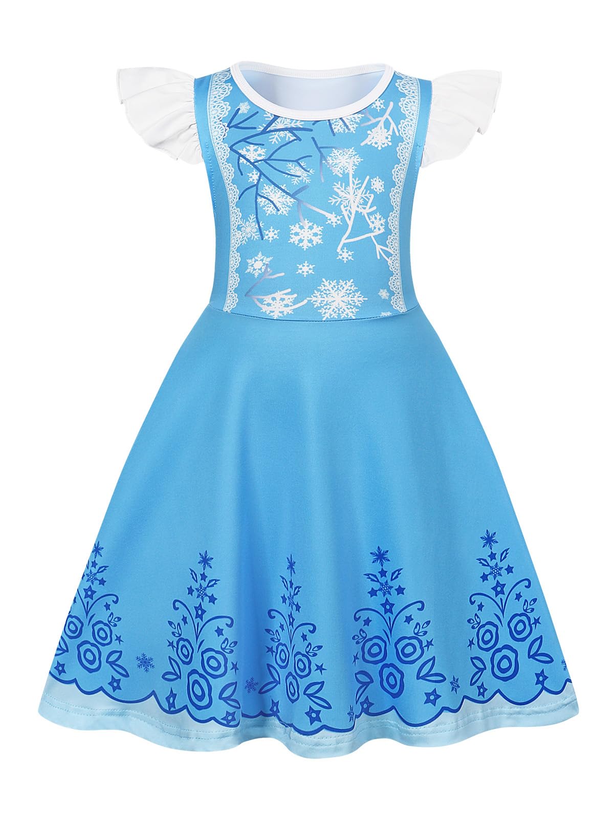 Berich Princess Blue Dress Kids Halloween Party Outfits Child Role Play Cosplay Clothing World Book Day Costumes for Girls Dressing Up Costume 7-8 Years(Blue,140)