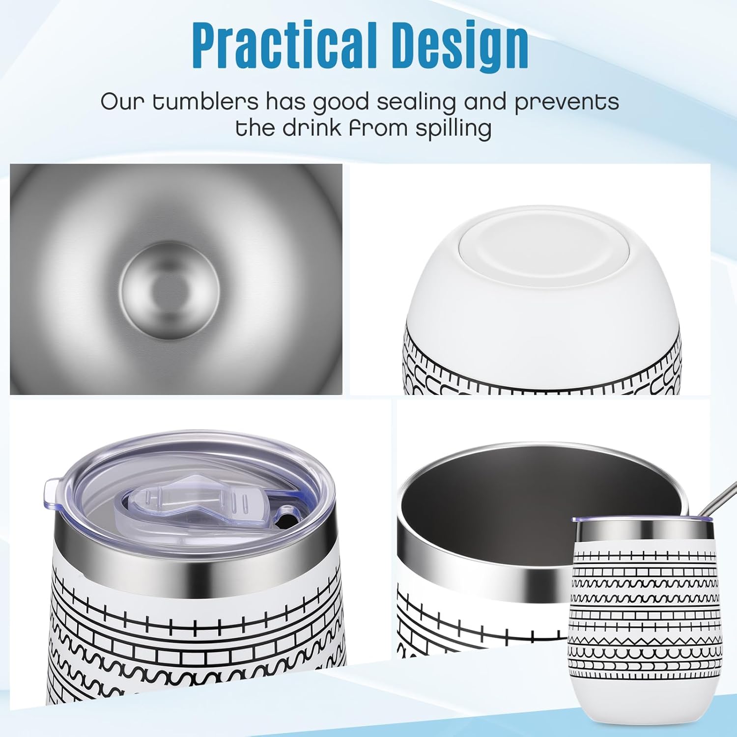 Geiserailie 4 Pcs 12 oz Funny Message Coffee Mug Birthday White Elephant Gifts Stainless Steel Insulated Tumblers Wine Cup Gag Gift for for Employee Appreciation Coworkers Friends Father (White) - Image 3