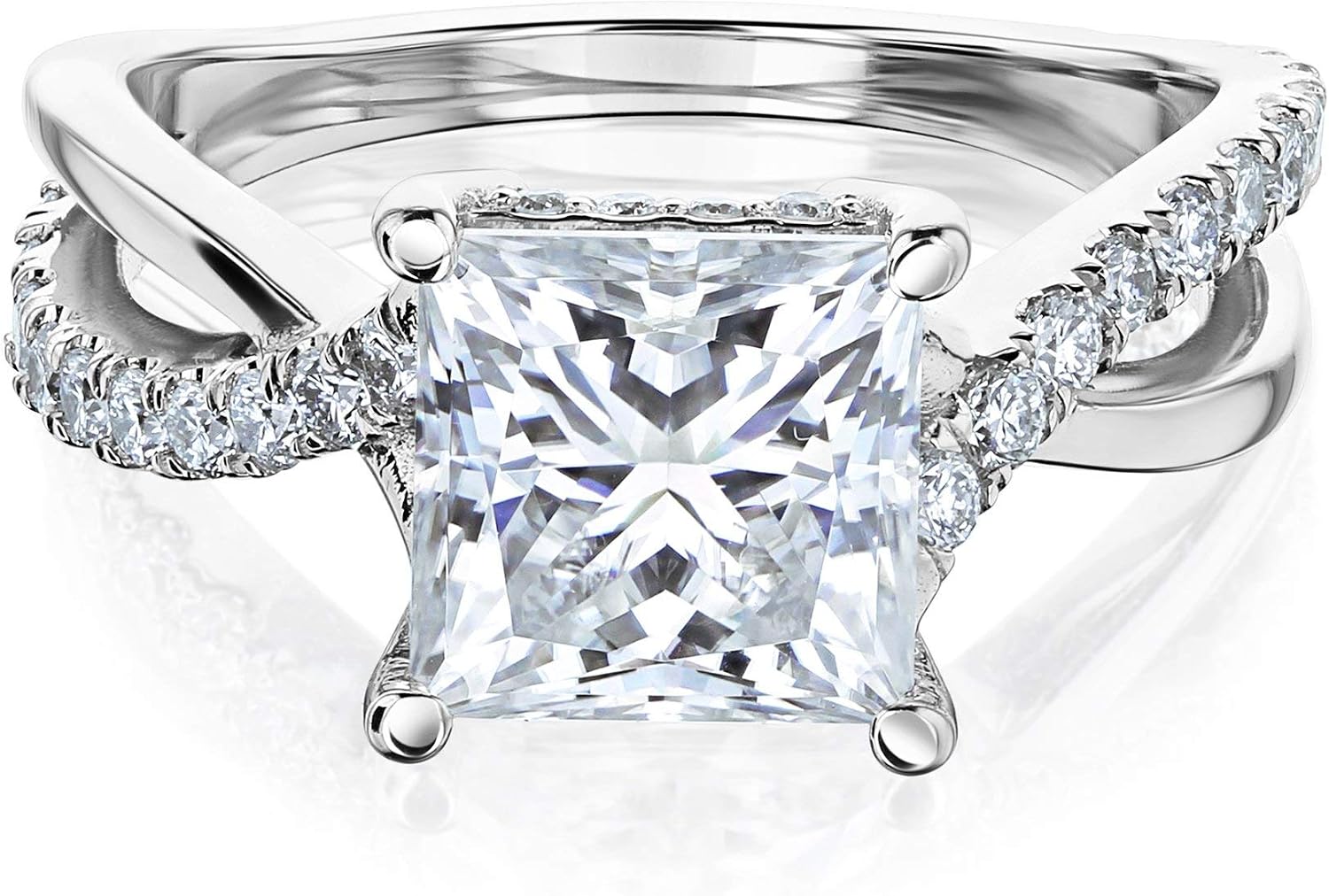 Kobelli Ribbon Bypass Princess Moissanite Engagement Ring