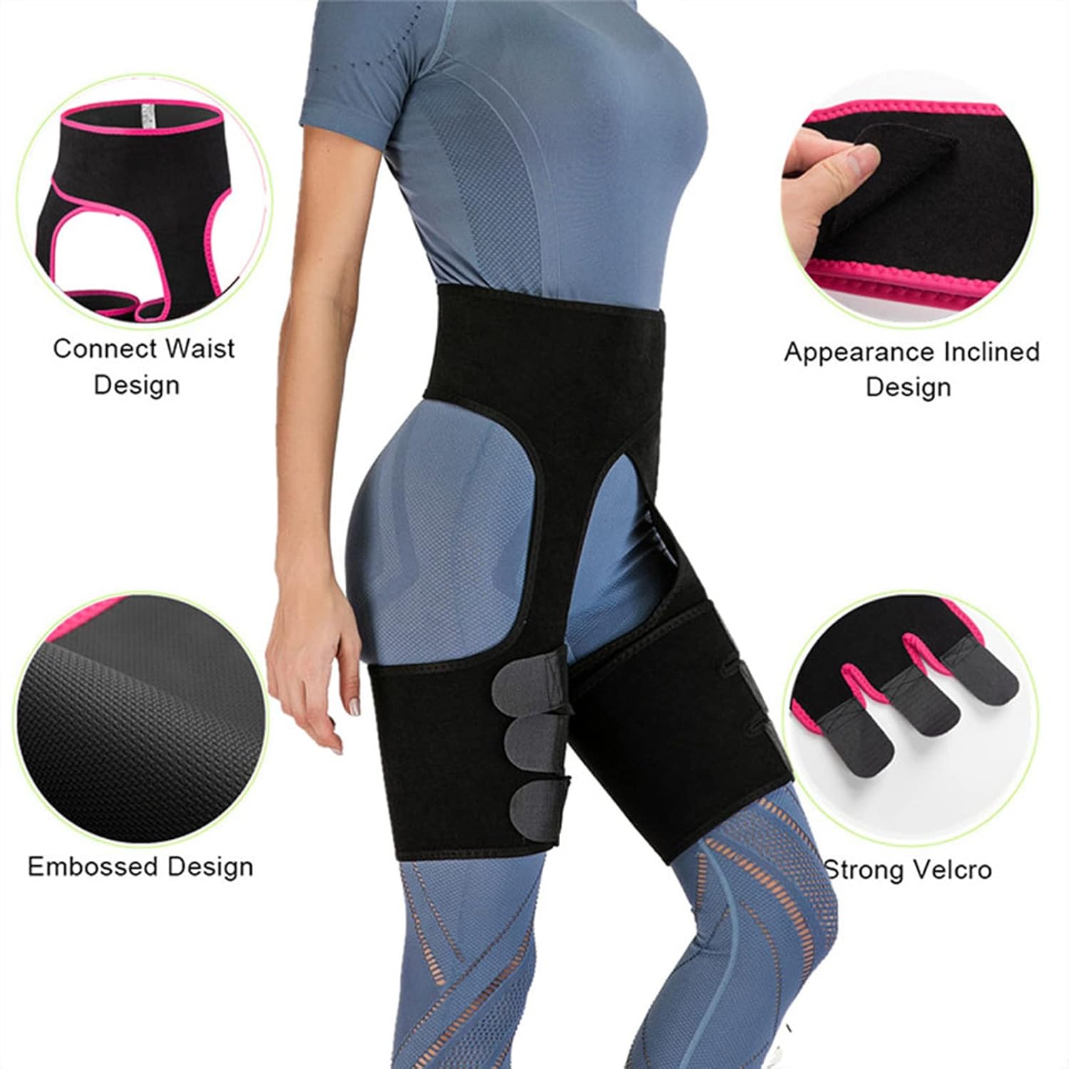 LEEWEE Hip Support Brace Sport Thigh Compression Brace for Hip Joints Arthritis Wrap Brace Protector Inguinal Belt Thigh Protective Gear Stability Anti-Slip Helps in Faster Recovery Groin Hip,Black,M : Health & Household