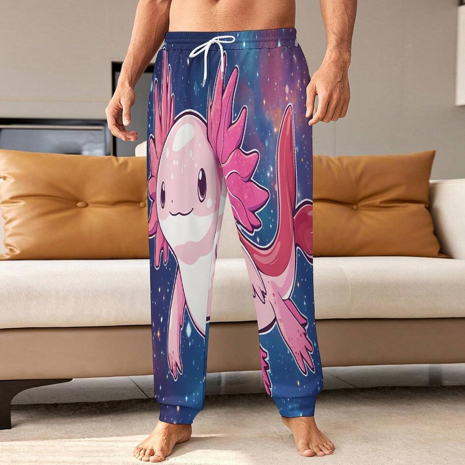 Galaxy Axolotl Men's Pants Athletic Workout Sweatpants Jogger Casual Pant for Sports Home