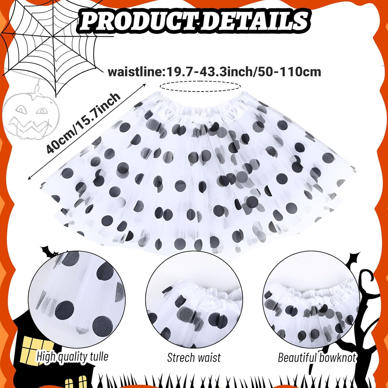10 Pcs Halloween Dalmatian Costume Dalmatian Skirt Set for Women Girls Party Dress Up - Image 5