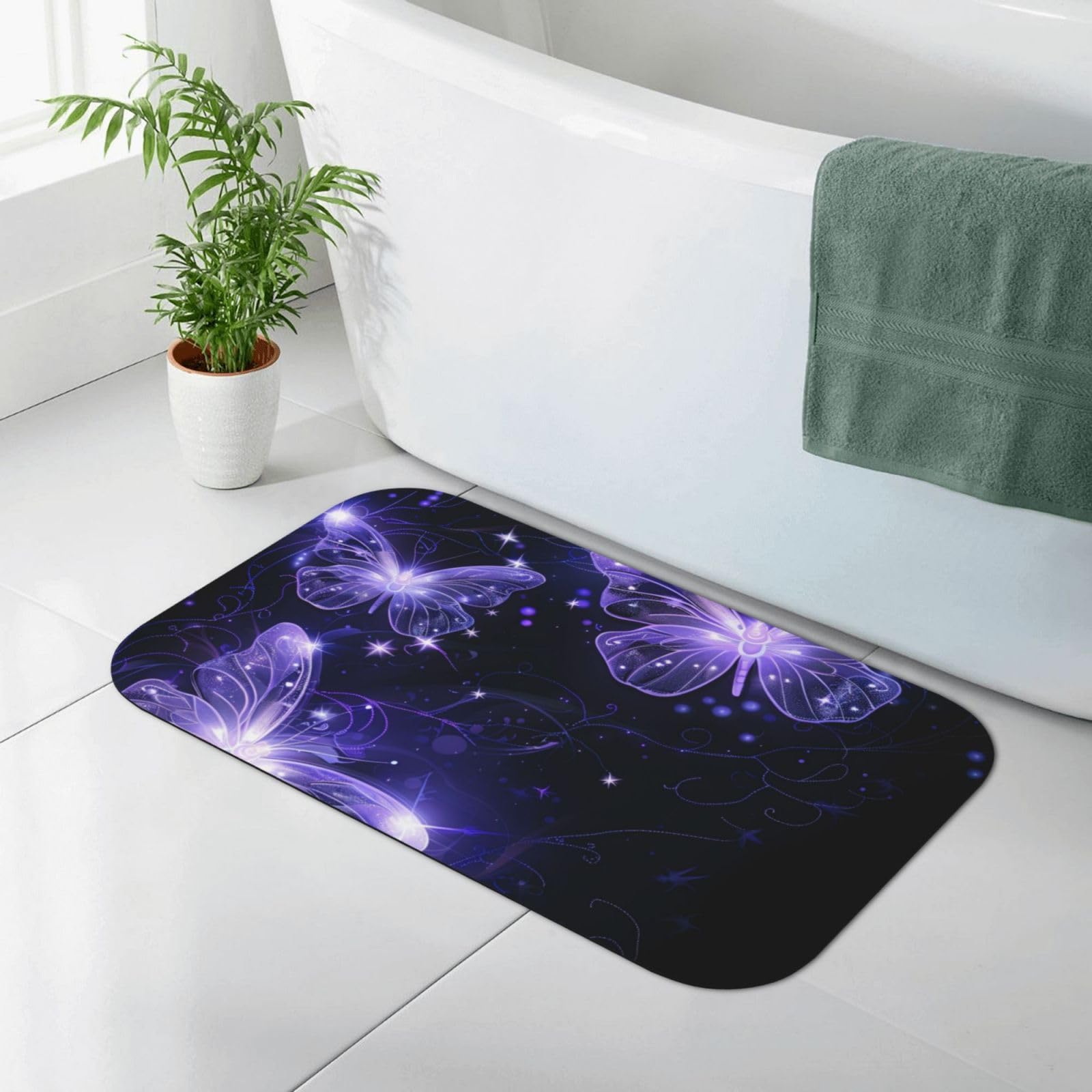 Tapis de bain papillons nocturnes antidérapant pour créer un rituel bien-être 80x50 cm