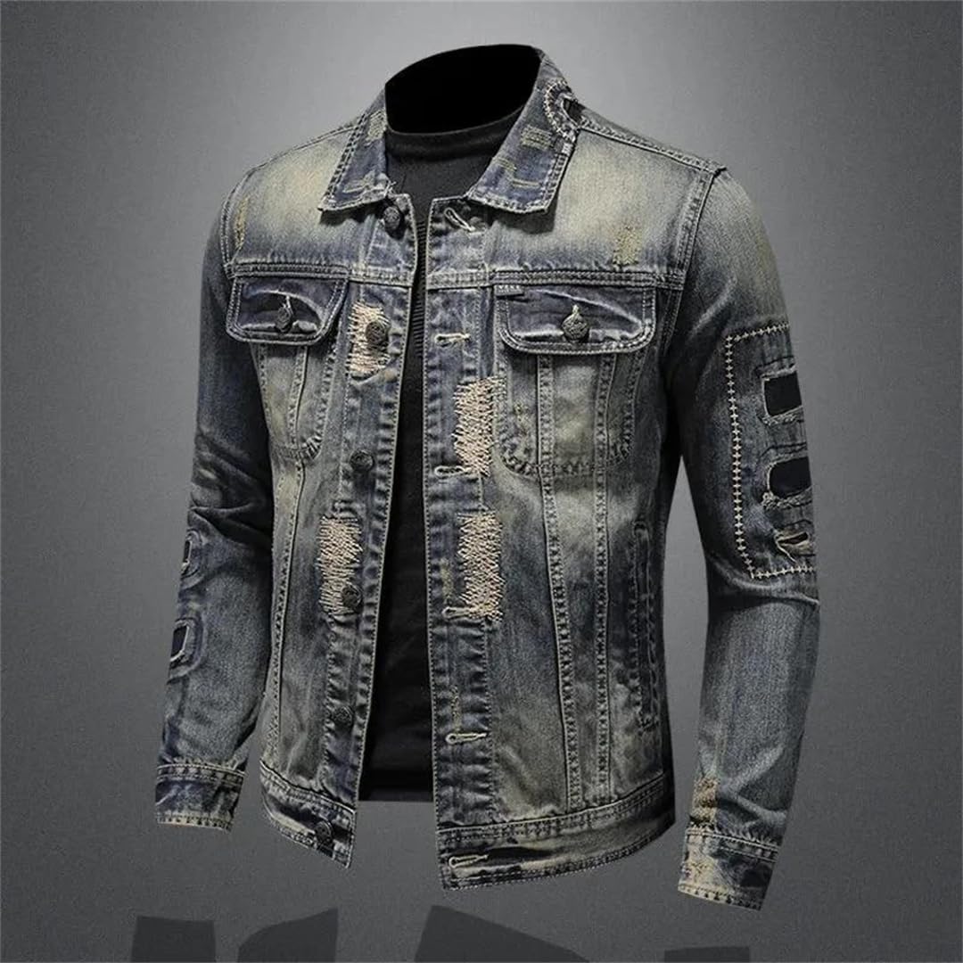 Męska zimowa kurtka dżinsowa trencz trencz kurtka kurtka klasyczny styl denim płaszcz