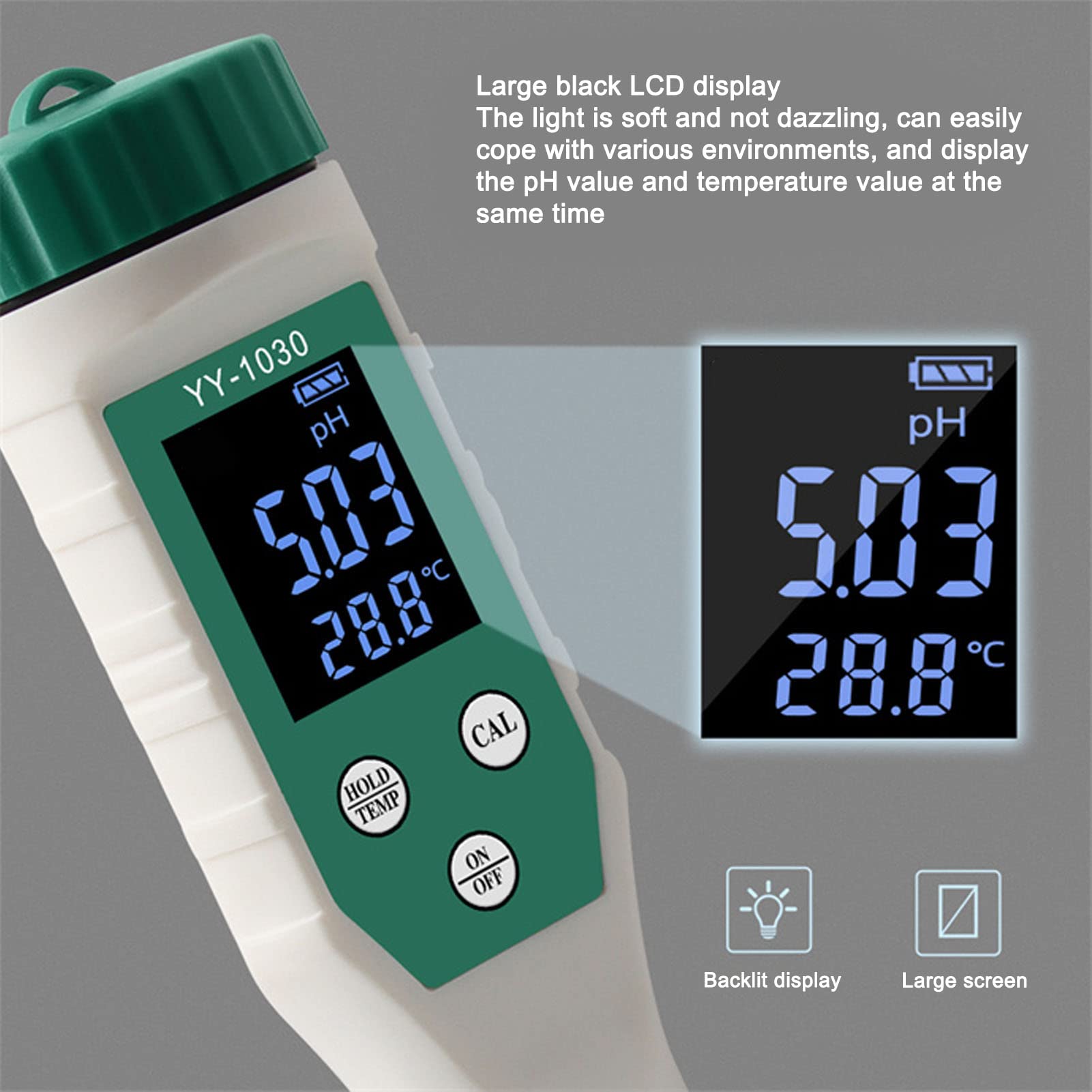 FLEXMAN Phmetro Digitale, Tester Smart BT PH, Tester Impermeabile Agli Alcali Dell'Impasto, Misuratore di Acidità Della Matrice del Suolo per Integratori Alimentari per Bambini