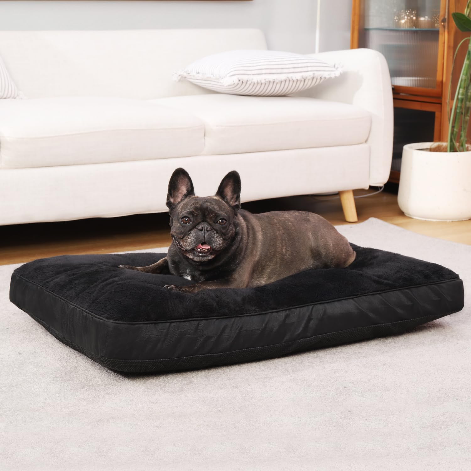Canapé-Lit Pour Chien Grand Format - Jusqu'à 27 Kg - Housse Amovible Lavable - Fond Antidérapant - Beige - 99 X 71 X 40 Cm - 9