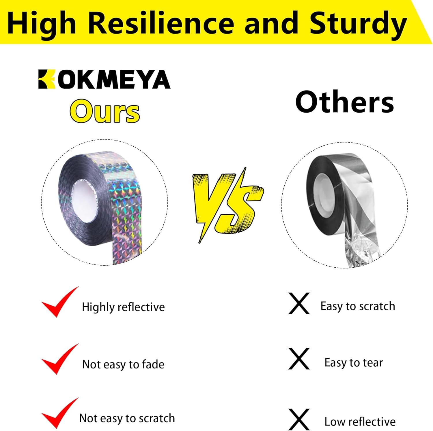 Bird Scare Reflective Tape, 262 Feet per Roll, Double-Sided Reflective, for Repelling Sparrows and Woodpeckers, Suitable for Outdoor Use in Homes, Gardens, Farms, Orchards,Outdoor - Image 7