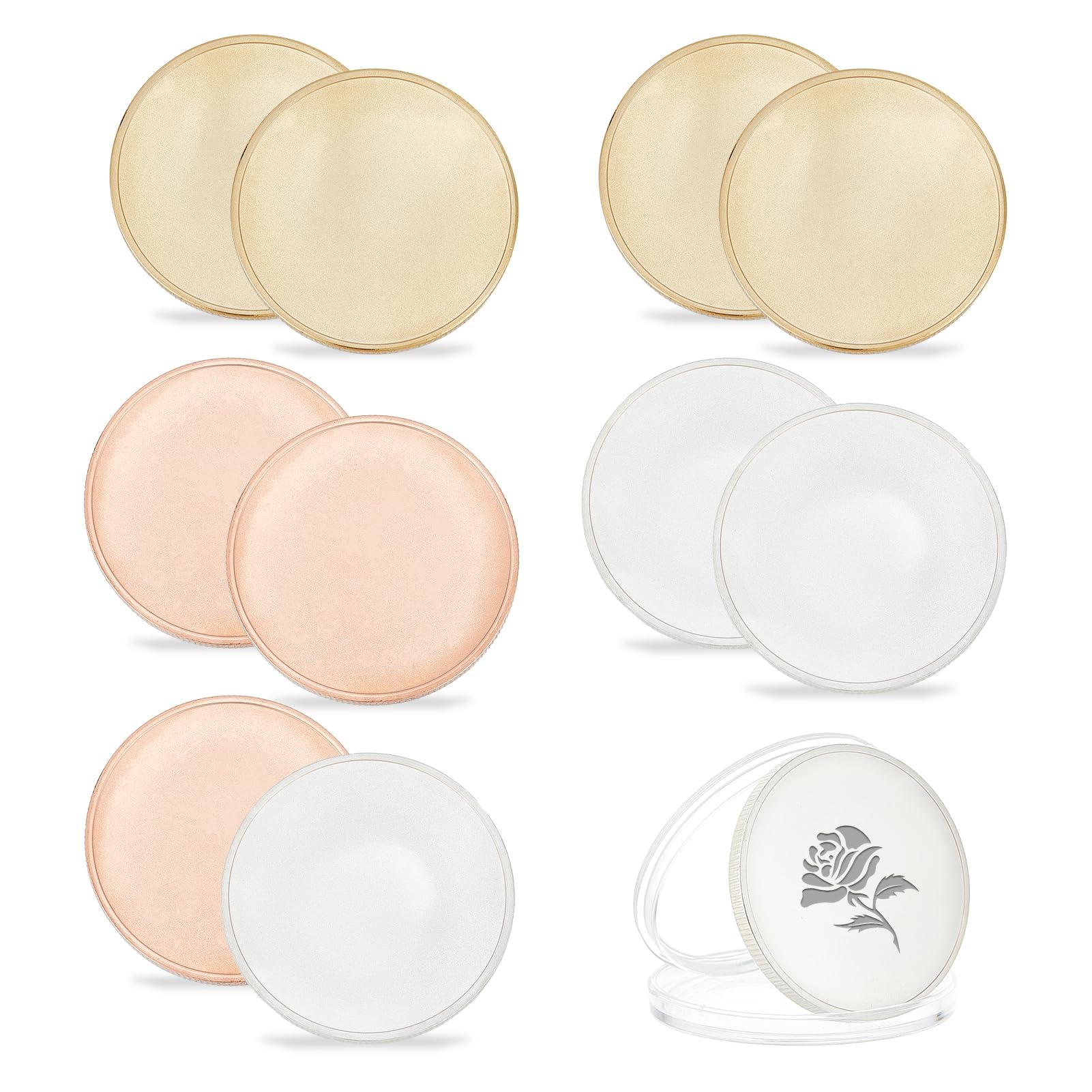 Monedas en blanco de 40mm antiarañazos con caja acrílica para grabado limpio, 10 uds