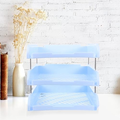 Miniatura 4 de Accesorios de escritorio de oficina, bandeja de papel para cartas, organizador de archivos de escritorio de 3 niveles, clasificador de estantes de