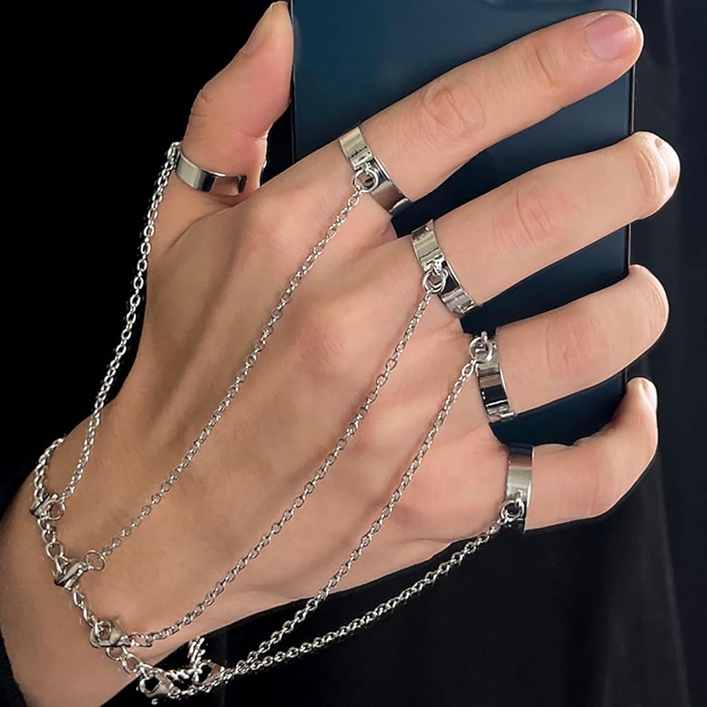 Sgoeths Hand Chain Bracelet for Women Men Punk Chain Tassel Sgoeths Hand Chain Bracelet for Women Men Punk Chain Tassel
