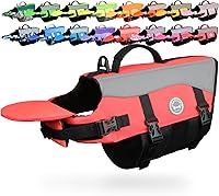 Vivaglory Dog Life Jacket with Removable Front Float - Reflective Trim Safety Vest, Extra Padding for Swimming & Boating, Bright Pink M