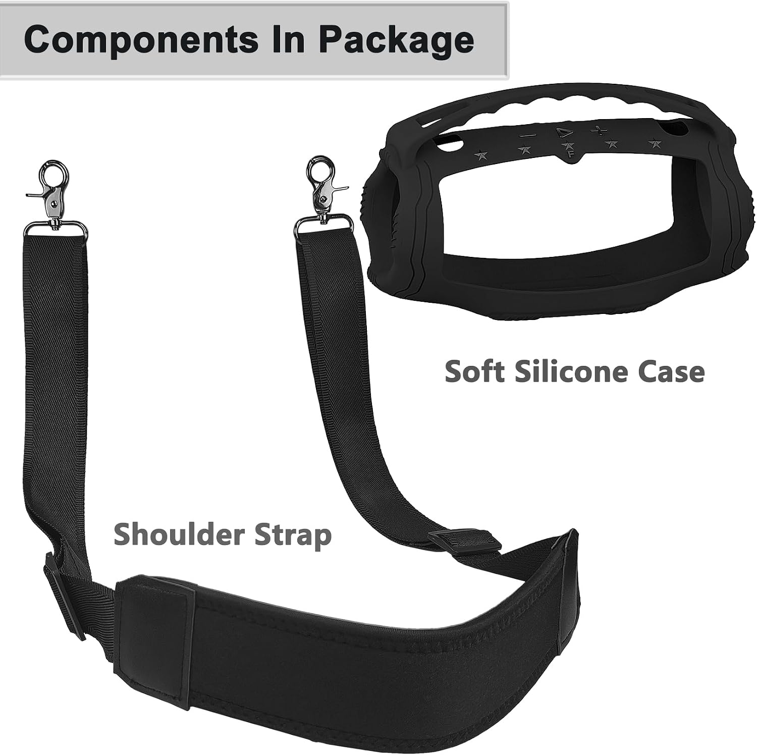 Silicone Cover Case and Shoulder Strap Replacement for JBL Xtreme 4 Portable Bluetooth Speaker, Accessories Protective Case with Adjustable Carrying Strap (Black)