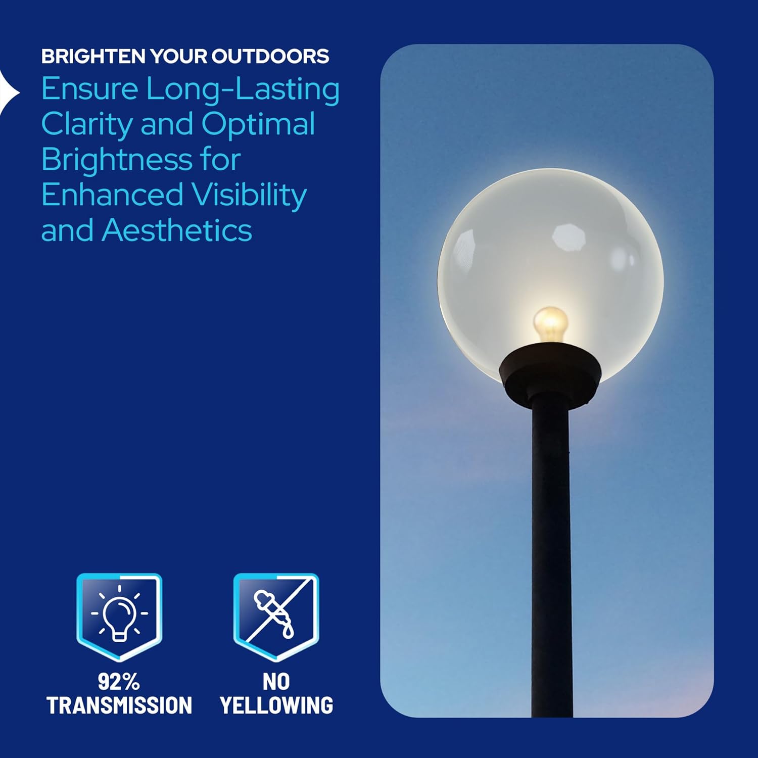 Blow Up Globe Globes For Adults KastLite 14" White Acrylic Lamp Post Globe - 5.25" Neckless Opening (Made In USA) 12 Inch Globe Hurricane Lamp Globes - Foto 6