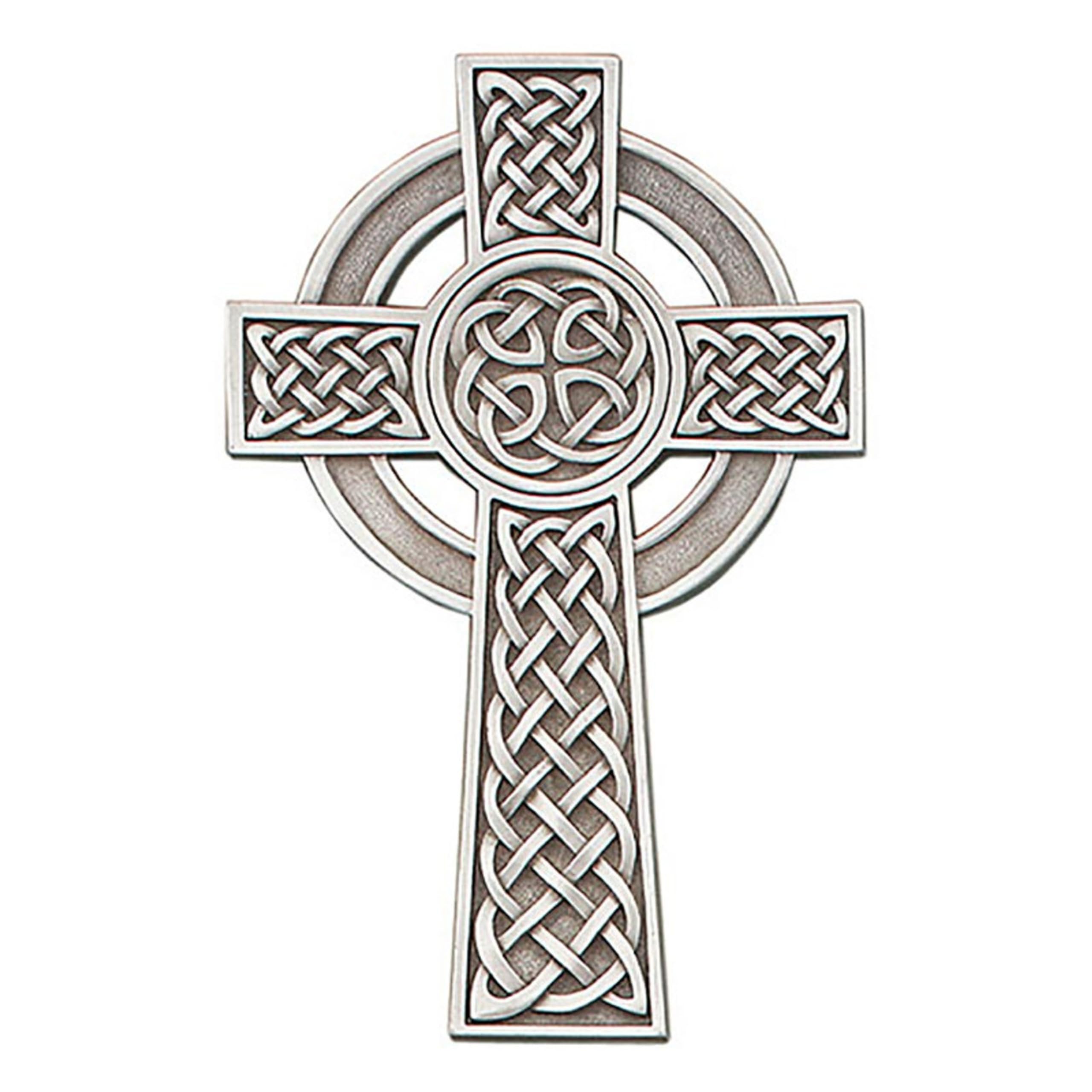 Pewter Irish Knotted Celtic Cross, Religious Wall Decor, 8 Inch