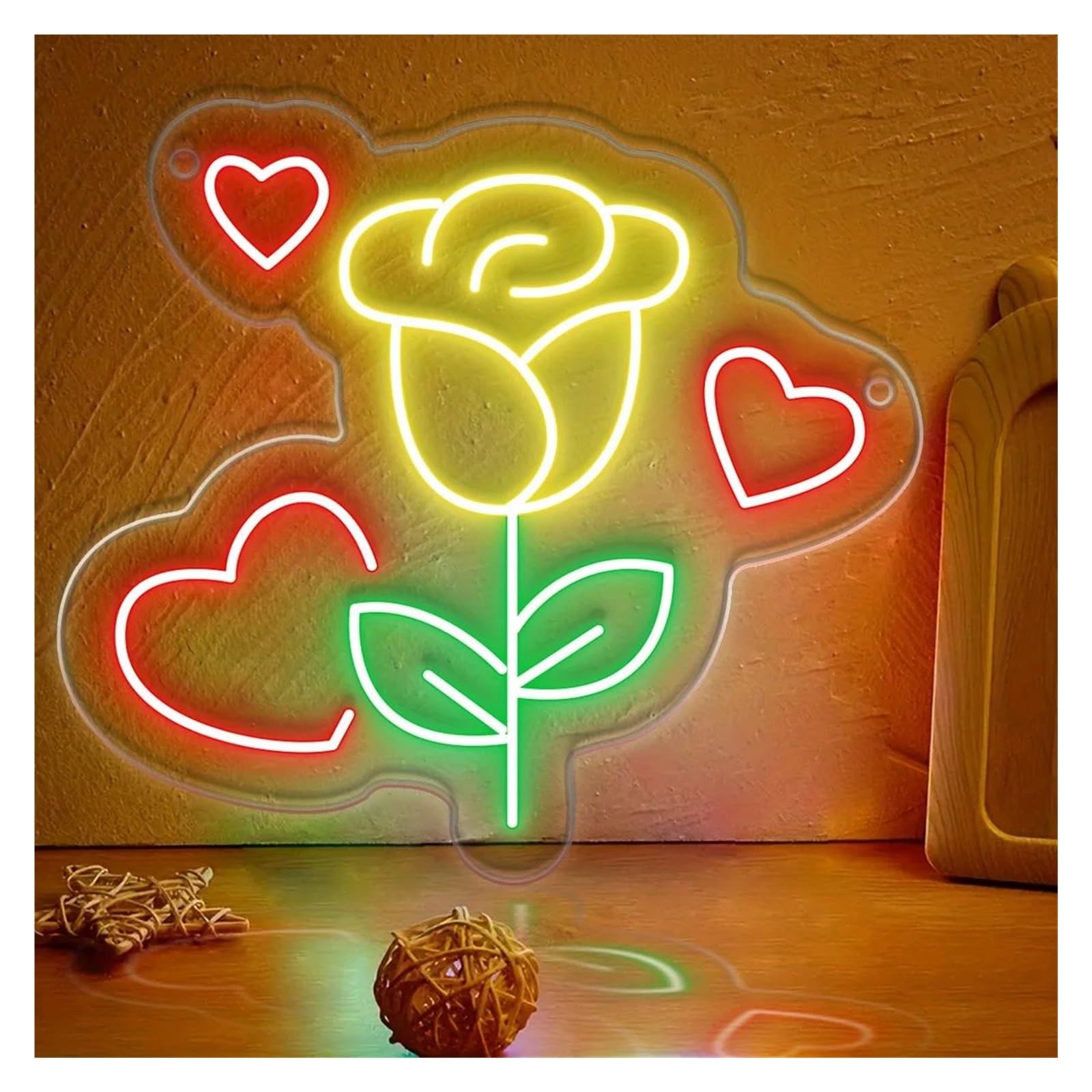 Wiszące neony artystyczne Kwiatowy Neon Serce Dekoracja Ścienna Zasilana Przez USB Dekoracyjna Lampa Ścienna Z Przełącznikiem 8x9 Cali