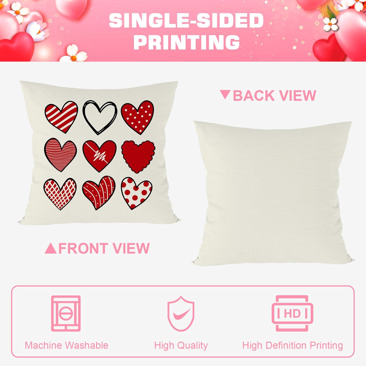 Valentines Day Pillow Covers 18x18 inch Set of 4 for Valentine Decor Red Black Dots Love Heart Throw Pillows Decorative Cushion Cases Valentine‘s Day Decorations - Image 7