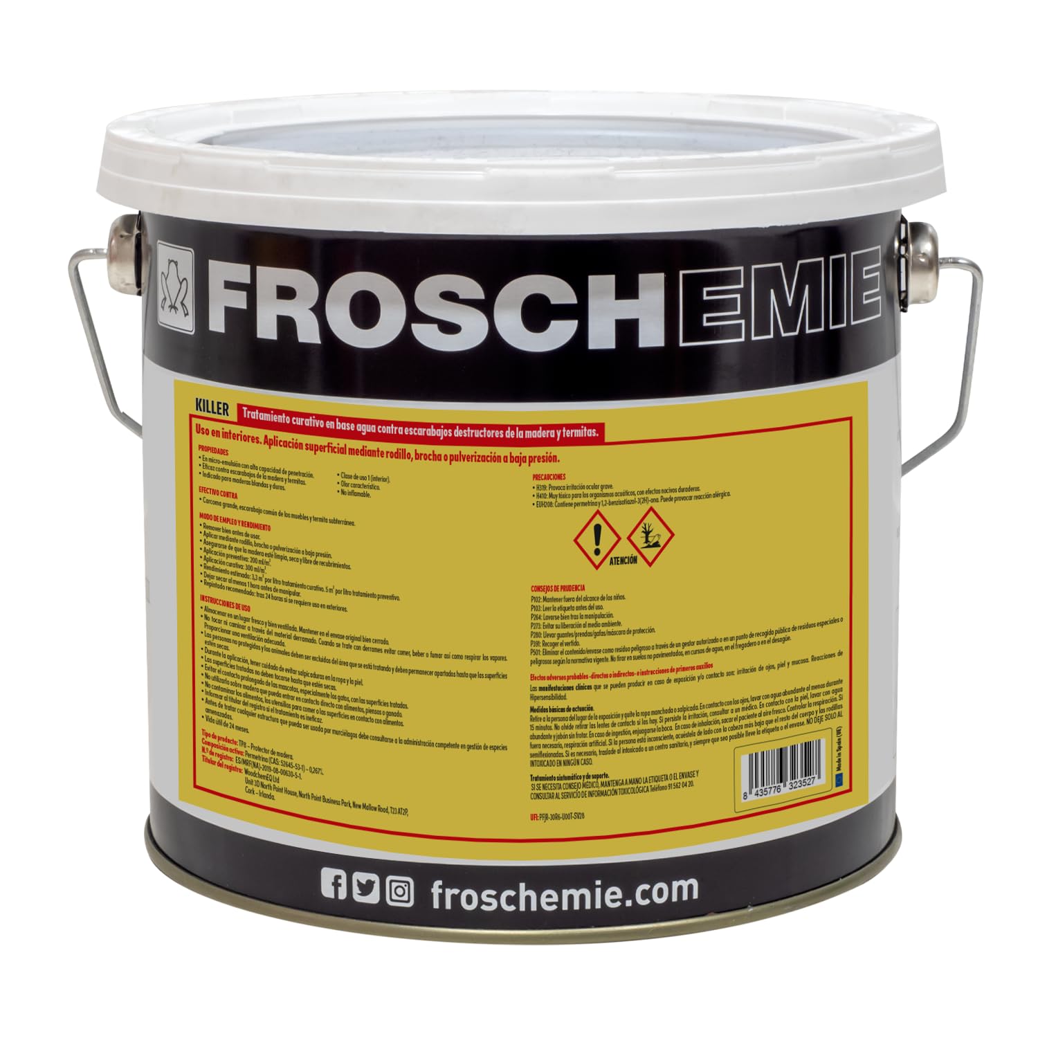 Matacarcoma para Madera 2,5L – Elimina Carcoma Activa y Previene Reinfestación | Base Agua Sin Olor | Tratamiento Preventivo y Curativo Interior/Exterior | Secado 24h | Killer Madera (2,5L)