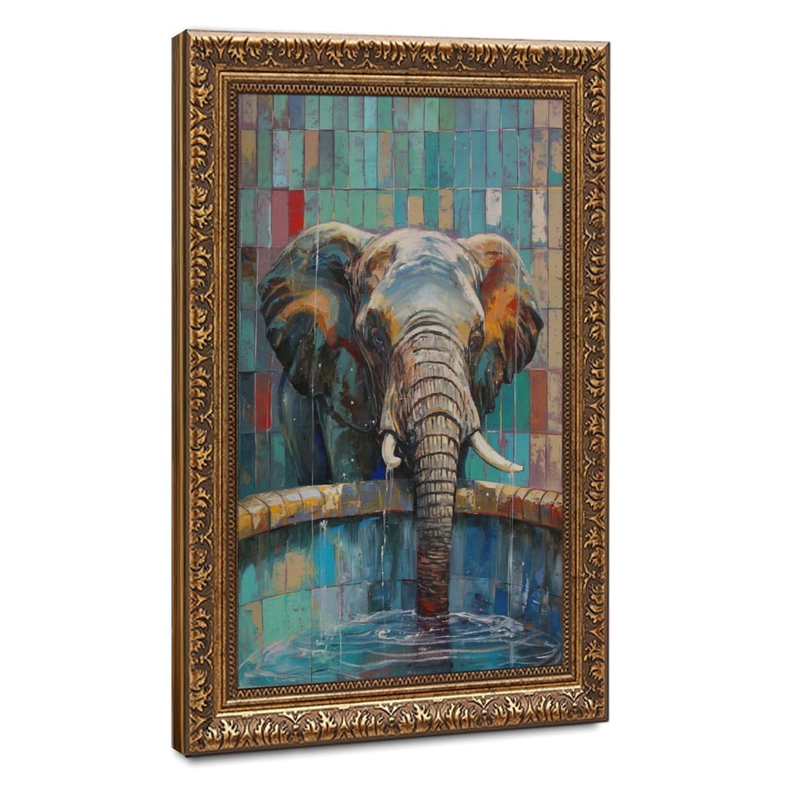 Bareronor Watercolour Elephant Poster Canvas Poster Bedroom Decor Landscape Office Room Decor Gift 12" L X 18" W