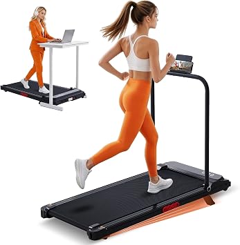 Walking Pad Treadmill with Handle Bar, 3.0HP Portable Electric Treadmills for Exercising, 0.6-7.6MPH Mini Walking Pad Treadmill with Incline, Under Desk Treadmills for Home Small, 350LBS