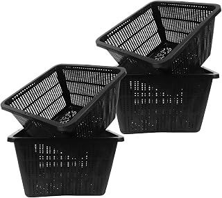 4pcs Black Plastic Net Pot Basket for Hydroponic Plants and Flowers