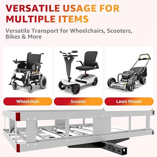 Miniatura 5 de Transportador de carga de alta resistencia de 700 libras con rampa plegable, portador de carga plegable a prueba de óxido, aleación de acero al