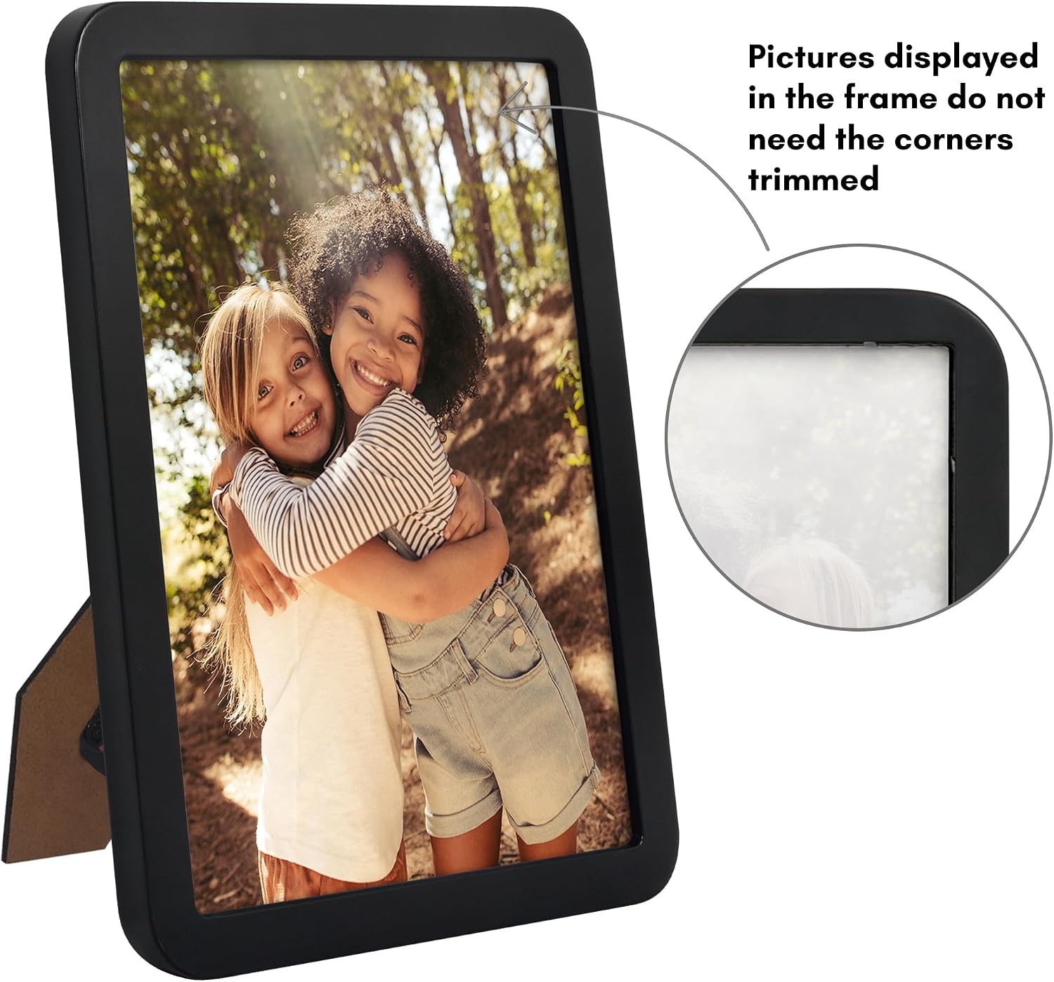 Americanflat 8.5x11 Picture Frame with Round Corner Molding - Mod Collection - Black Photo Frame with Shatter-Resistant Glass for Tabletop and Wall Display
