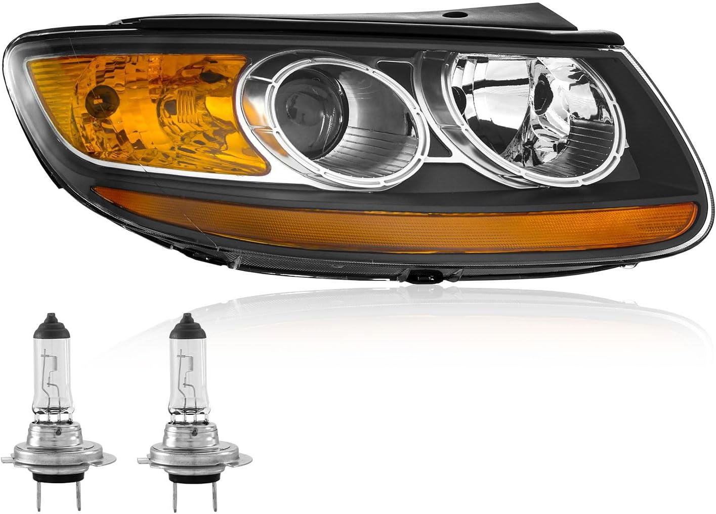 Headlight Replacement for Hyundai Santa Fe 2007-2012 Headlamp with Halogen Bulbs/Clear lens 92102-0W050 Right Side
