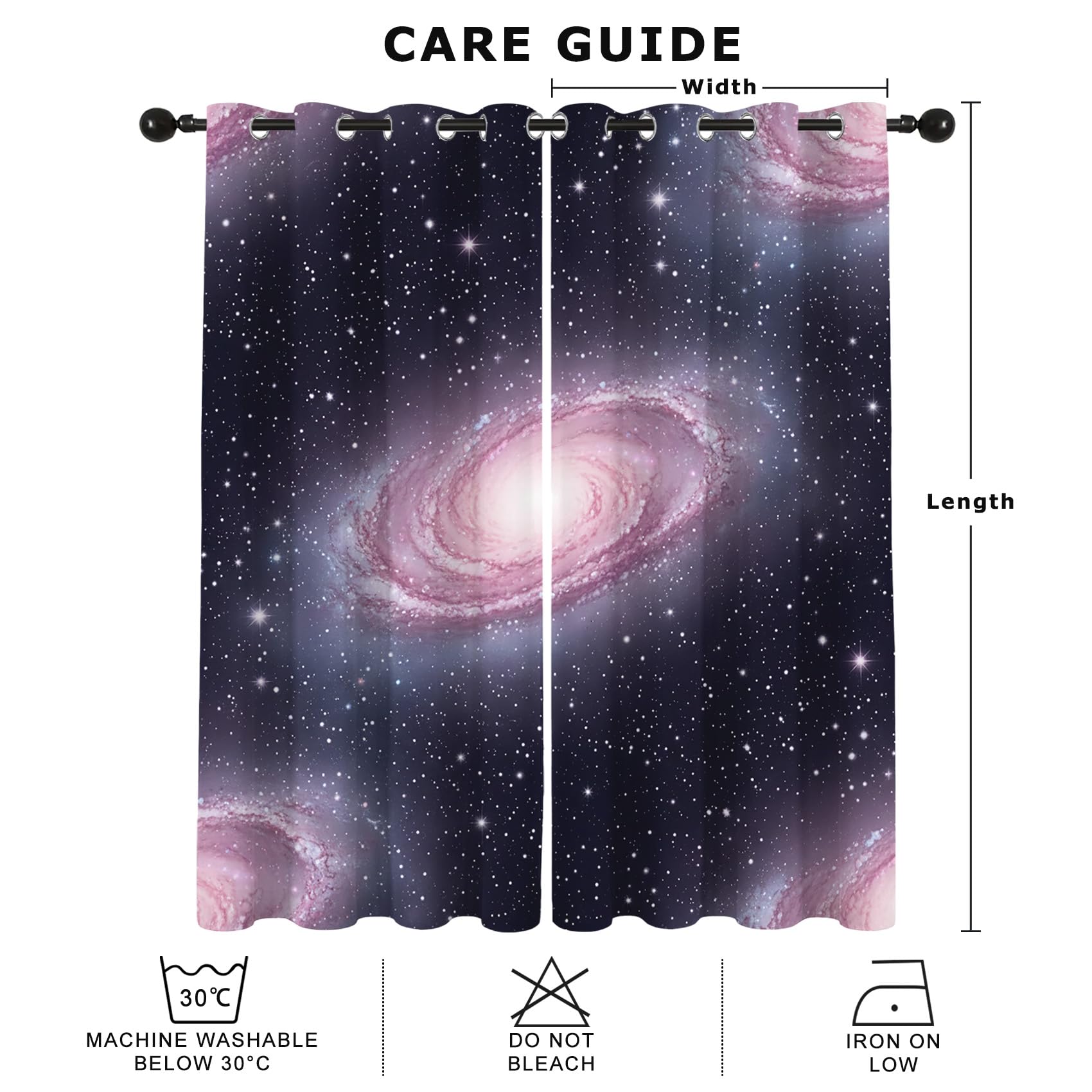 Galaxy Vorhänge Wohnzimmer Blickdichte Sternenhimmel Weltall Motiv Gardinen mit ösen Thermo Vorhang Gegen Kälte Verdunklungsvorhänge für Schlafzimmer Fenster 2er Set H 137 x B 117 cm