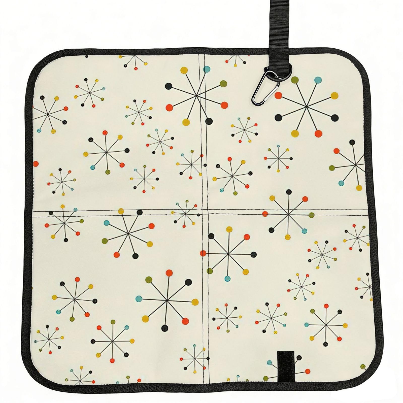 SDEGTHO Absctract Geometric Pattern Space Printed Foldable Seat Pad with Closure, Lightweight Cushion for Airplane Travel Camping