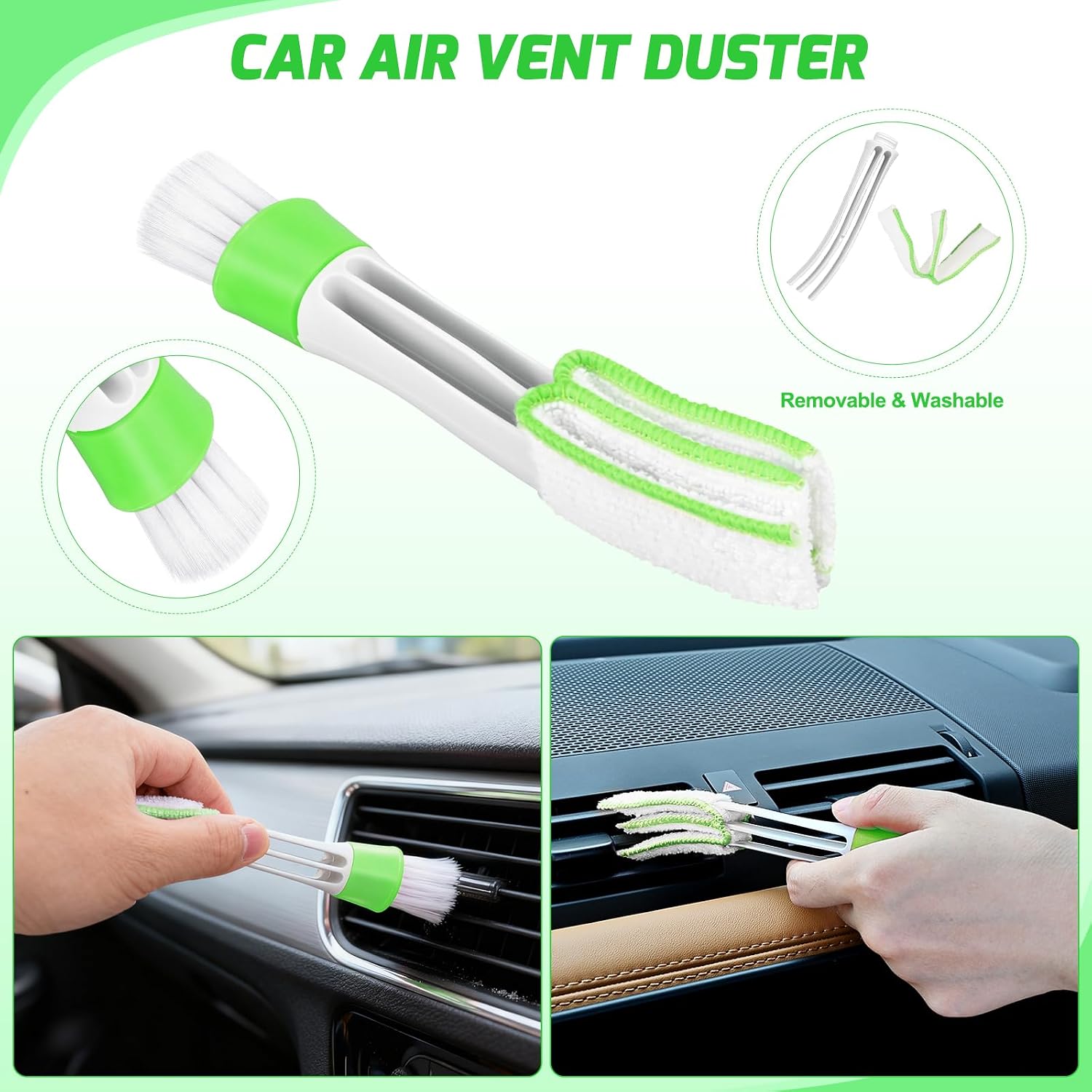 Nilight 15PCS Car Detailing Kit Auto Cleaning Tools Wash Set with Storage Carry Bag Beginners Easy to Use for Interior Exterior Car Care Clean Windshield Dashboard Seat Air Vents Wheels Tires, Green
