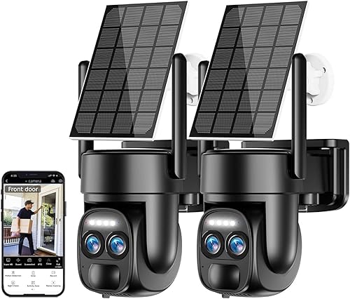 Miniatura 10 de Uniter Cámaras de seguridad solar 4K inalámbricas para exteriores, cámara PTZ WiFi de 8MP 2.4GHz alimentada por batería, sistemas de seguridad para