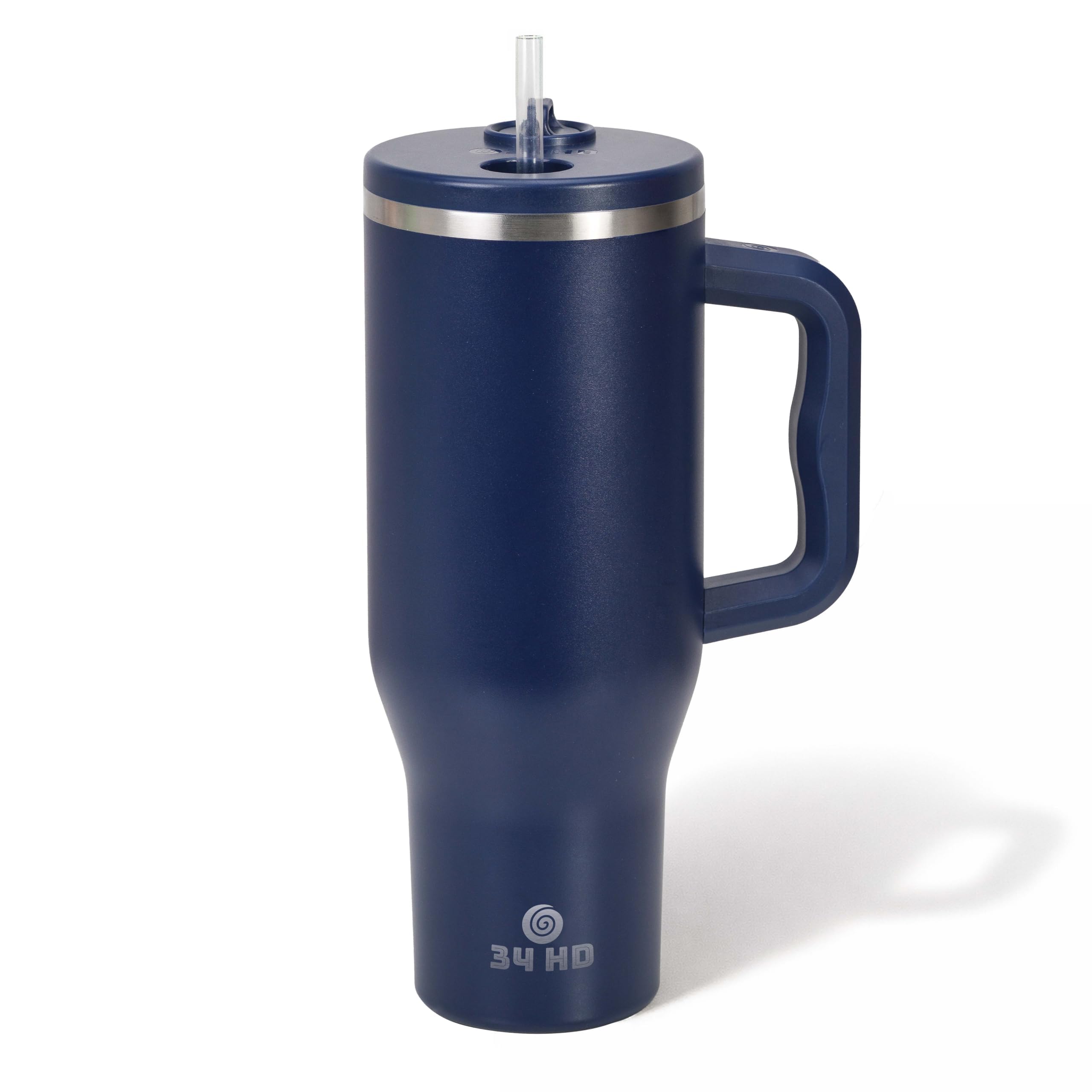 34HD Navy 40oz Insulated Tumbler with Handle and Reusable Hidden Straw