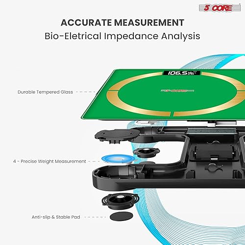 Miniatura 3 de 5 Core Báscula digital inteligente para baño con grasa corporal y peso de agua para personas, máquina analizadora electrónica de cuerpo con