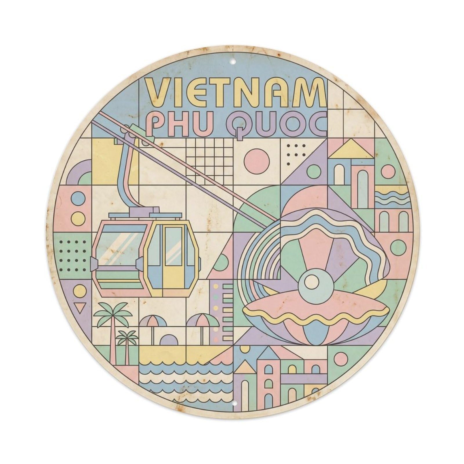 Vietnam Phu Quoc Beach Destination Seaside Coast Vintage Metal Tin Sign Plaque Wall Decor for Cafe, Club Bar, Office, Garden Metal Poster 8x8Inch