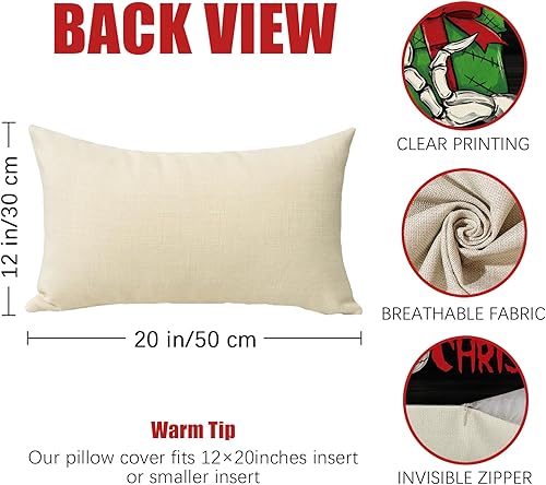 Miniatura 9 de Fahrendom Merry Christmas Believe - Juego de 4 fundas de almohada decorativas de 18 x 18 pulgadas, regalo de Navidad, color negro y verde, funda de