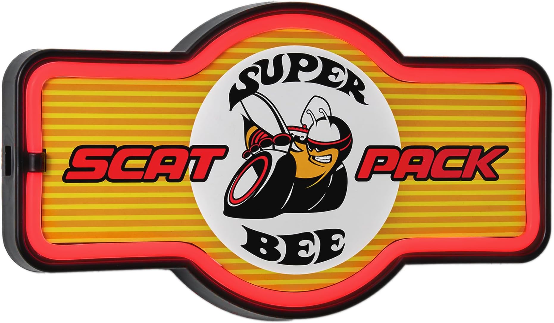American Art Decor LED Neon Rope Wall Sign - Battery & USB Powered - Vintage Room Decor - Retro Lights for Bar, Man Cave, Garage, Game Room & More (Super Bee Scat Pack, 9.5" x 17.25" x 1.5")