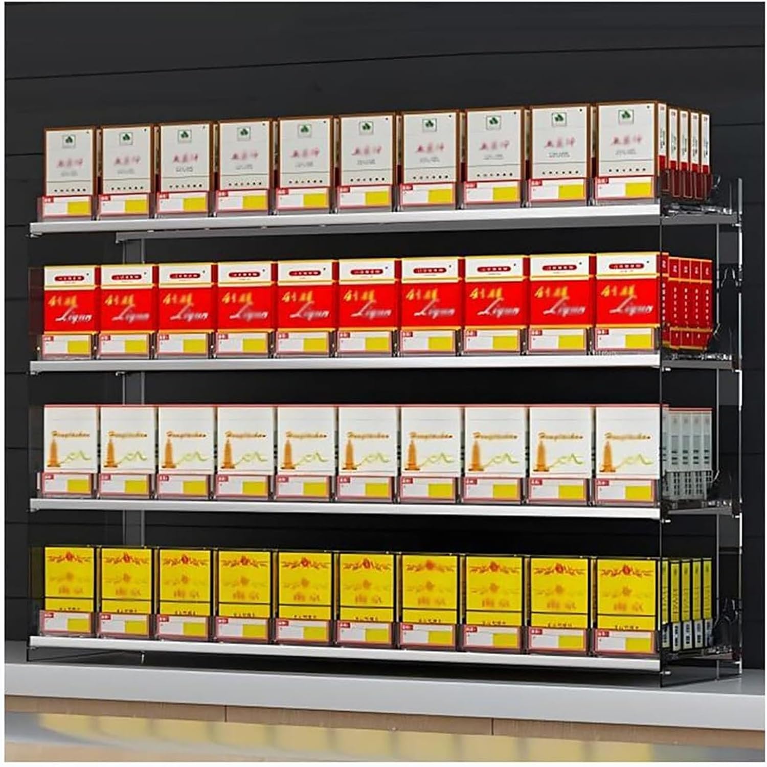 Store Display Shelves, Rectangular Cigarette Case Holder，Wall Mounted Multi-Tier Storage Rack, Auto Cigarette Pusher ,Multifunctional Convenience Store Automatic Cigarette Shelf ( Size : 92.5x29x87cm