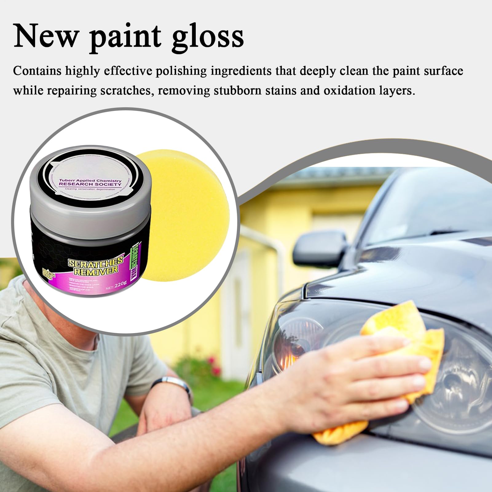 Car Scratch Remover - Automotive Cleaning Kit | Scratch Remover for Vehicles | Car Polishing Wax | Paint Restoration with Sponge, Mark Eliminator, Detailing Supplies for Mosts Vehicles