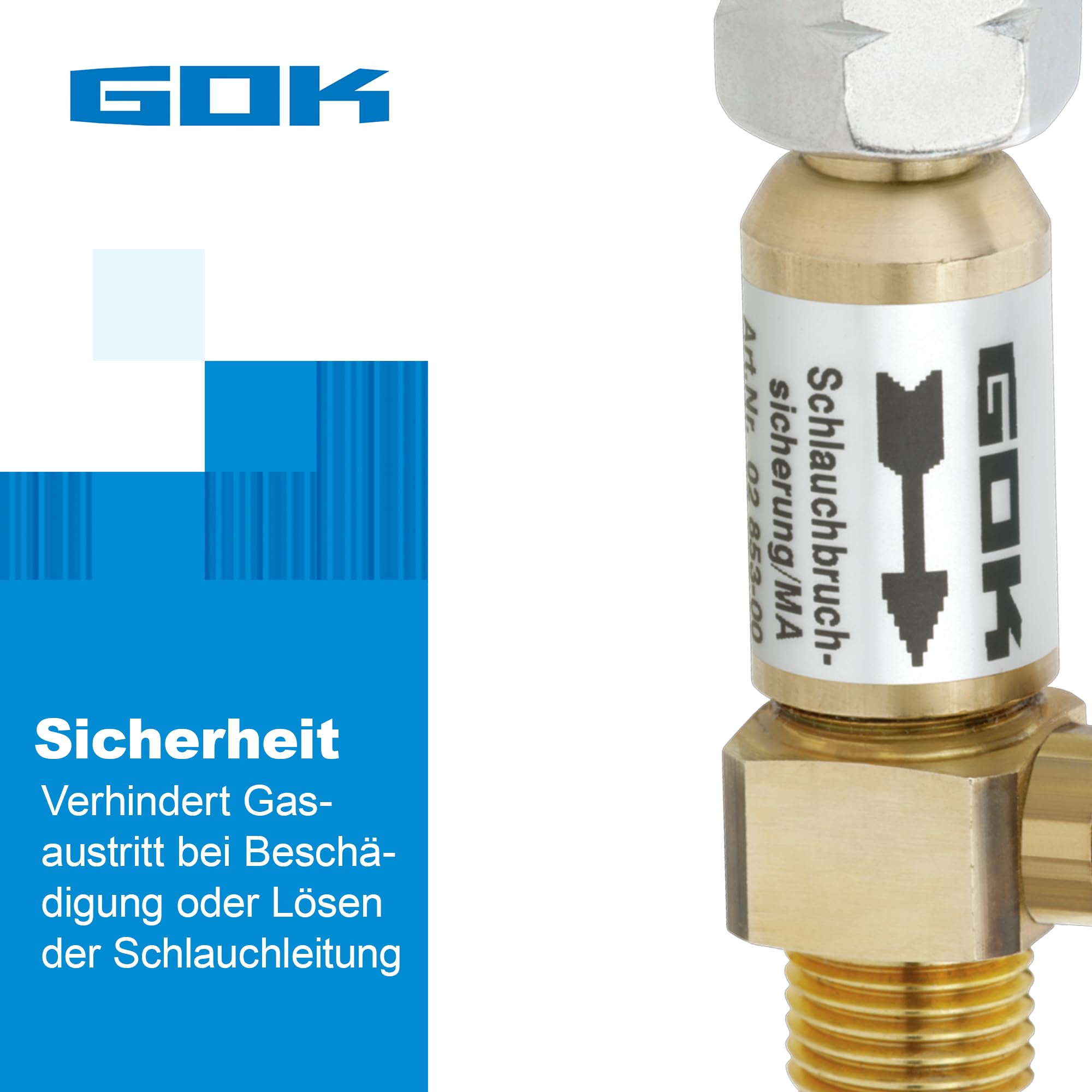 GOK Schlauchbruchsicherung 30 oder 50 mbar manuell, Betriebsdruck:29 (30) mbar