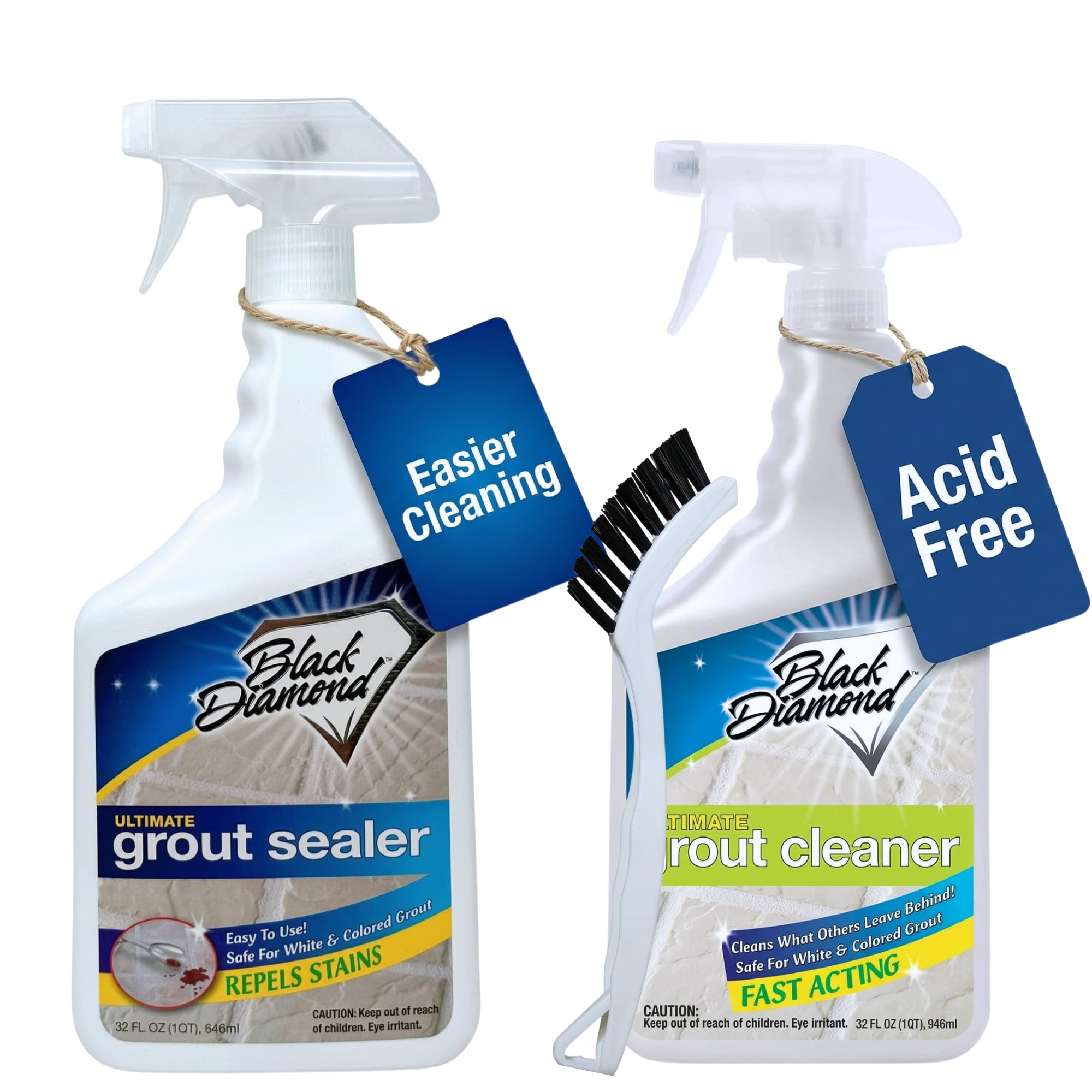 Grout Cleaner &amp; Grout Sealer Bundle with Brush for All Tile &amp; Stone 2/qts.